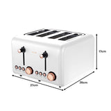 Toasters & Grills: Pronti 4 Slice Toaster Rose Trim Collection - White
