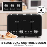 Toasters & Grills: Pronti Silver Noir Collection 4 Slice Toaster with Dual Controls