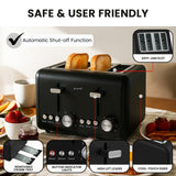 Toasters & Grills: Pronti Silver Noir Collection 4 Slice Toaster with Dual Controls