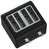 Toasters & Grills: Pronti Silver Noir Collection 4 Slice Toaster with Dual Controls