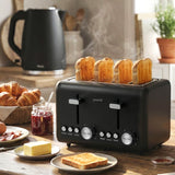 Toasters & Grills: Pronti Silver Noir Collection 4 Slice Toaster with Dual Controls