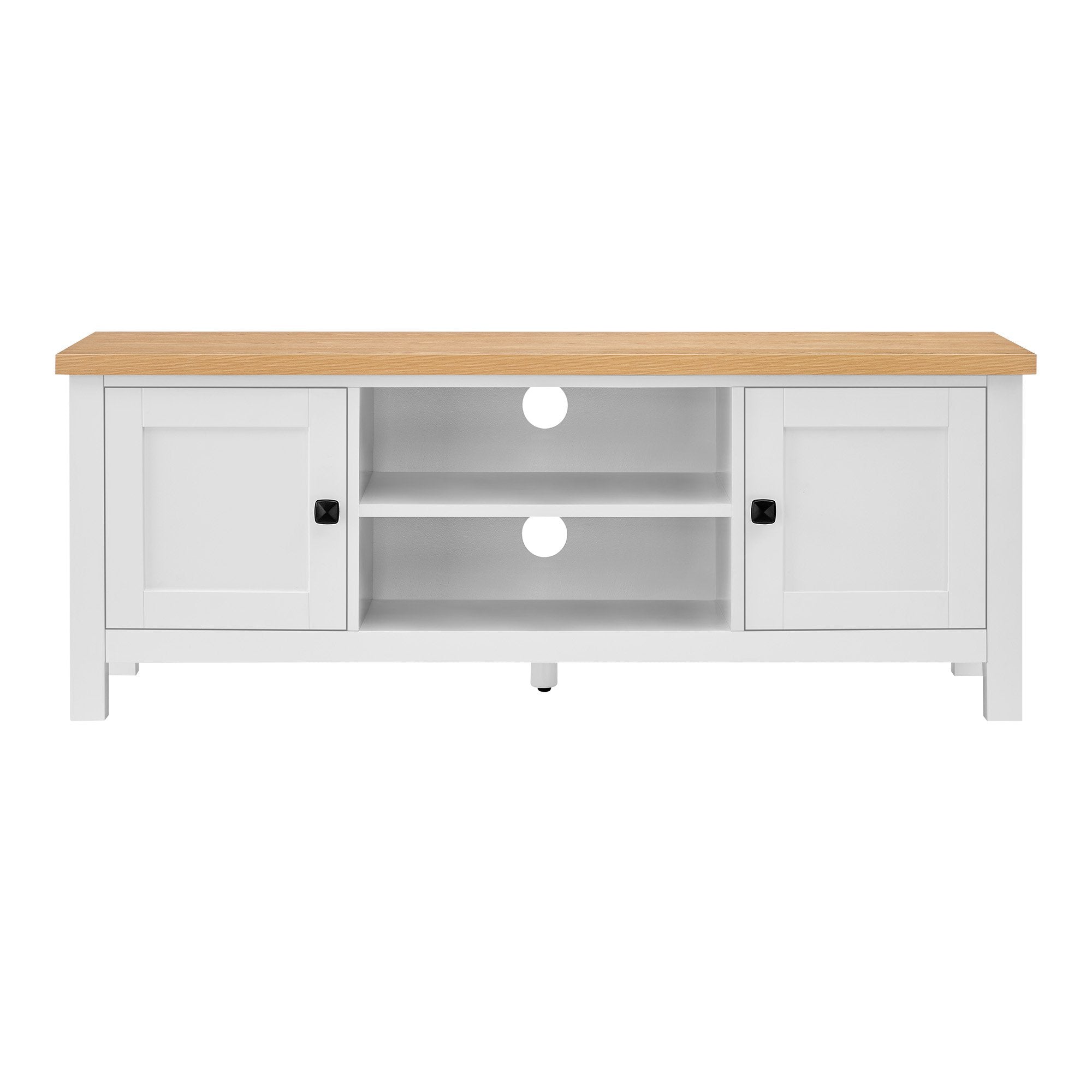 Pretend Play: Sarantino Gio TV Entertainment Stand Cabinet Cupboard in White and Natural Wood Finish