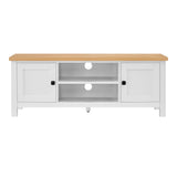 Pretend Play: Sarantino Gio TV Entertainment Stand Cabinet Cupboard in White and Natural Wood Finish