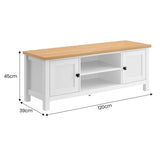 Pretend Play: Sarantino Gio TV Entertainment Stand Cabinet Cupboard in White and Natural Wood Finish