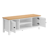 Pretend Play: Sarantino Gio TV Entertainment Stand Cabinet Cupboard in White and Natural Wood Finish
