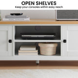 Pretend Play: Sarantino Gio TV Entertainment Stand Cabinet Cupboard in White and Natural Wood Finish