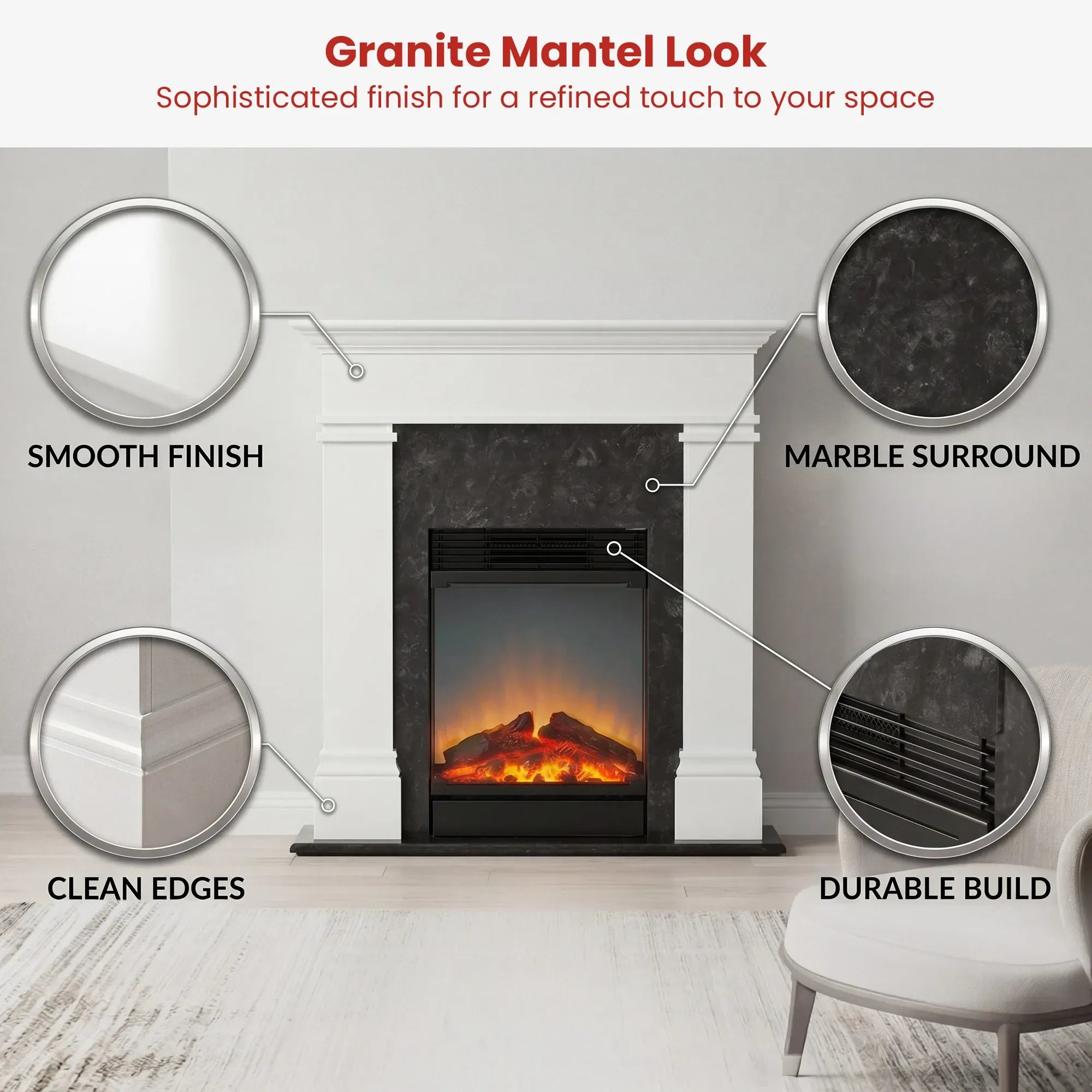 Dimplex 1.5kW Mini Taylor Suite Optiflame Electric Fireplace w/ LED Flame Effect
