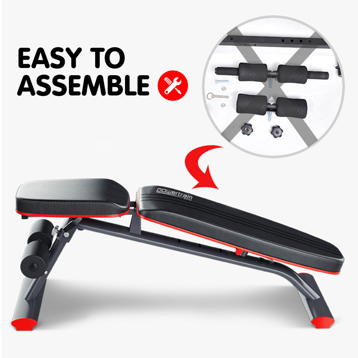 Exercise Benches: Powertrain Home Gym Bench Adjustable Flat Incline Decline FID 250KG Load