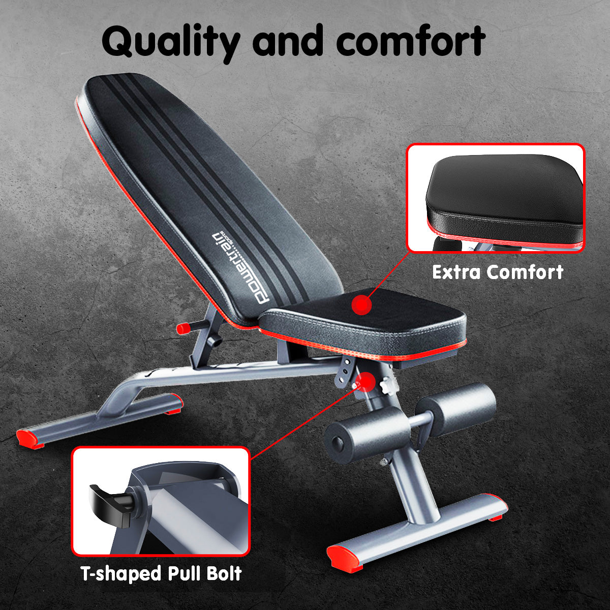 Exercise Benches: Powertrain Home Gym Bench Adjustable Flat Incline Decline FID 250KG Load
