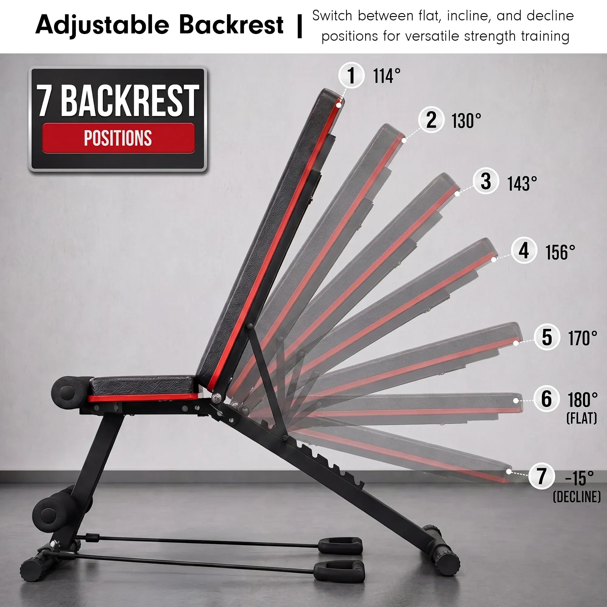Powertrain Adjustable Weight Bench with Incline Decline And 7 Backrest Positions