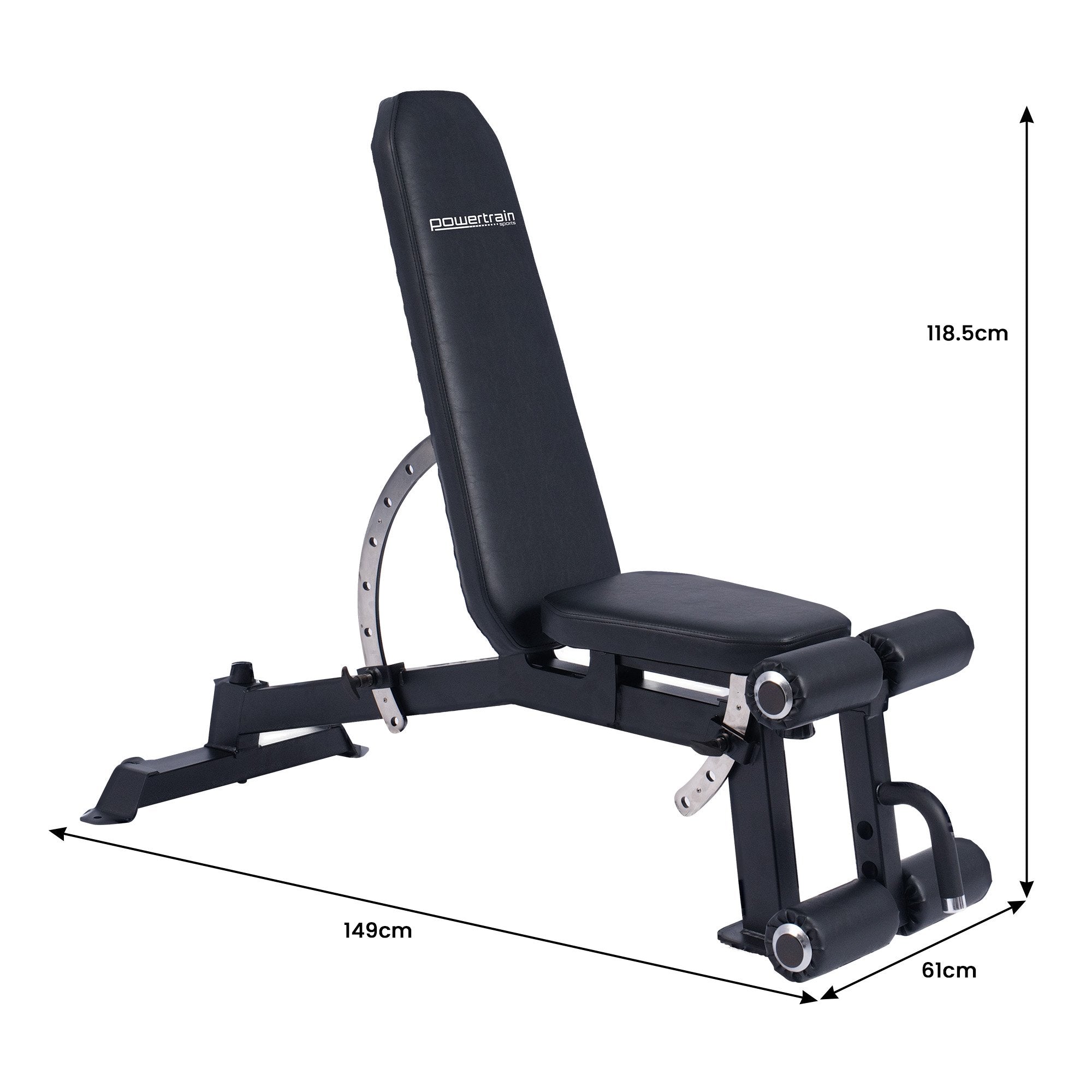 Exercise Benches: Powertrain Multi Workout Bench with Transport Wheels and Adjustable Backrest