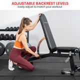 Exercise Benches: Powertrain Multi Workout Bench with Transport Wheels and Adjustable Backrest