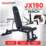 Exercise Benches: Powertrain Multi Workout Bench with Transport Wheels and Adjustable Backrest