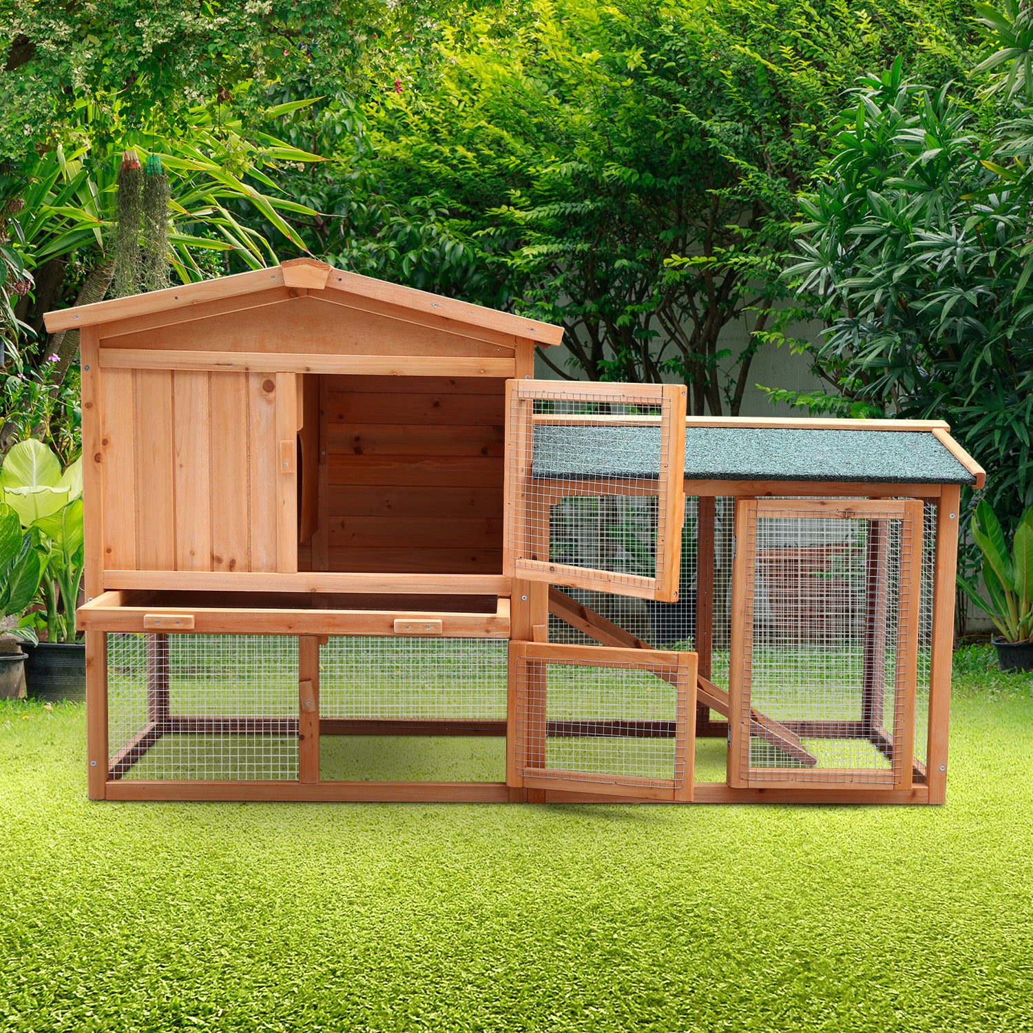 Furtastic Large Wooden Chicken Coop & Rabbit Hutch With Ramp
