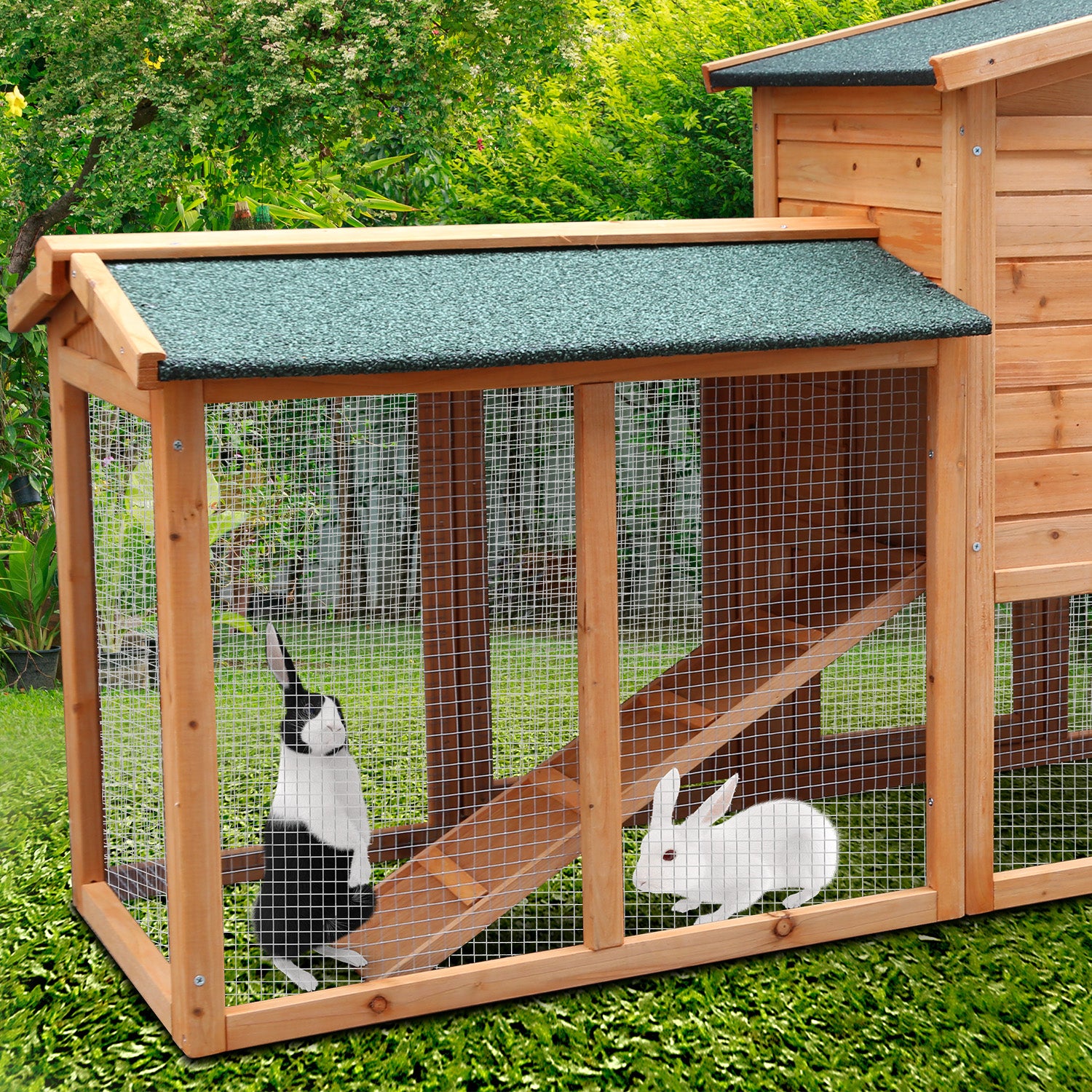 Furtastic Large Wooden Chicken Coop & Rabbit Hutch With Ramp