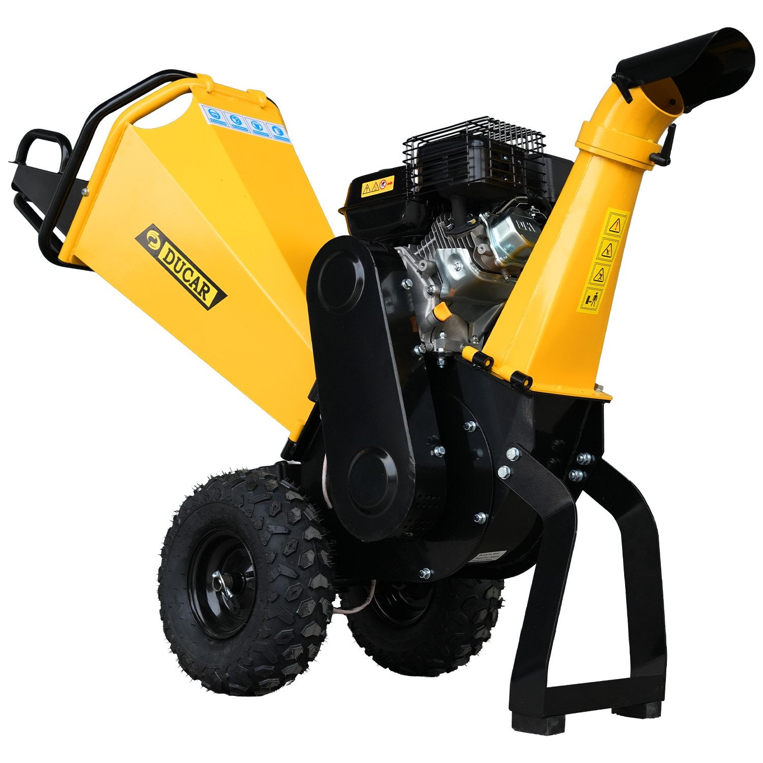 Gardening Tools: Ducar 70p 3600 Rpm Yellow Black Wood Chipper Shredder Mulcher Grinder Recoil & Electrical Starting System 100mm Capacity Ohv 4-stroke Engine 212cc Unleaded Petrol