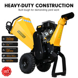Gardening Tools: Ducar 70p 3600 Rpm Yellow Black Wood Chipper Shredder Mulcher Grinder Recoil & Electrical Starting System 100mm Capacity Ohv 4-stroke Engine 212cc Unleaded Petrol