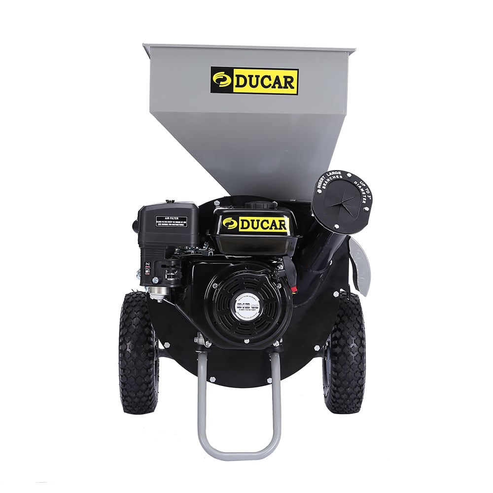 Gardening Tools: Ducar Wood Chipper Shredder Mulcher Garden 8hp Petrol Motor Upright Grinder - Silver