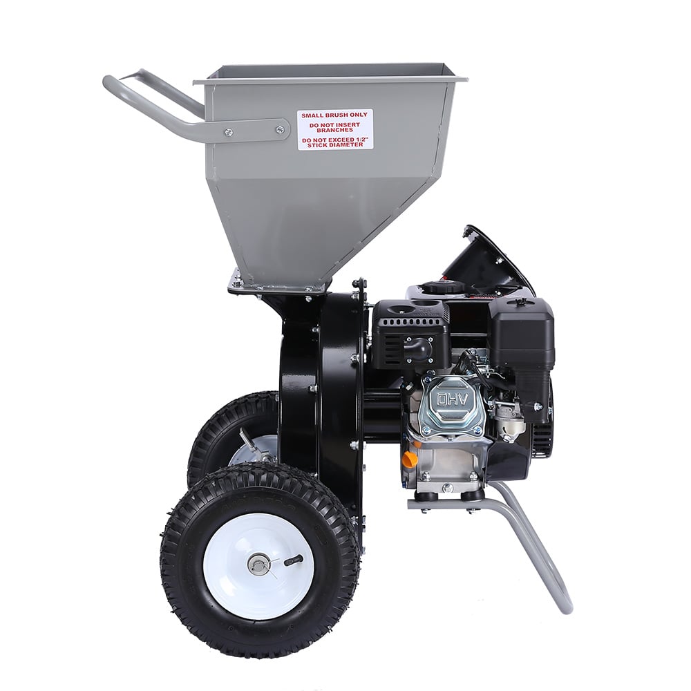 Gardening Tools: Ducar Wood Chipper Shredder Mulcher Garden 8hp Petrol Motor Upright Grinder - Silver