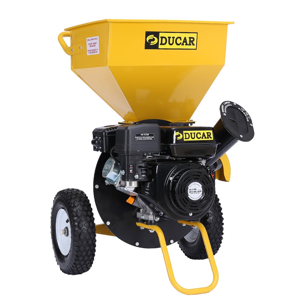 Gardening Tools: Ducar Wood Chipper Shredder Mulcher Garden 8hp Petrol Motor Upright Grinder - Yellow