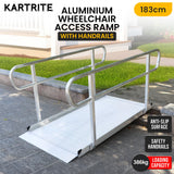 Automotive Loading Ramps: Kartrite 6ft Portable Aluminium Mobility Threshold Access Wheelchair Ramp w/ Handrails