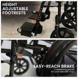 Mobility & Accessibility: Orthonica New Steel Wheelchair In Black Foldable Lightweight Disability Aid Portable Heavy-duty 24-inch Adjustable Footrest Steel Frame