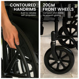 Mobility & Accessibility: Orthonica New Steel Wheelchair In Black Foldable Lightweight Disability Aid Portable Heavy-duty 24-inch Adjustable Footrest Steel Frame