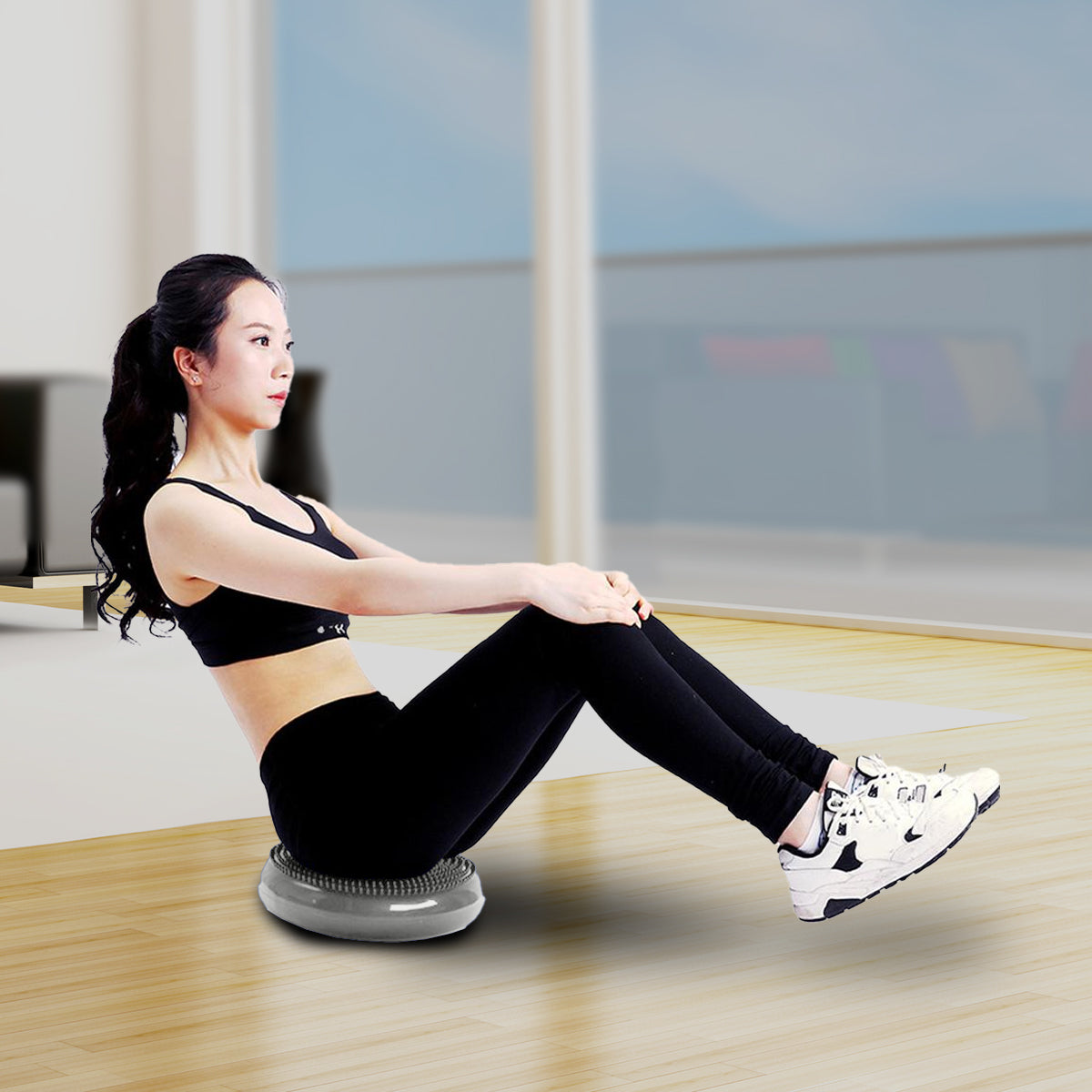 Exercise Bikes: Powertrain Yoga Stability Disc Home Gym Pilates Balance Trainer - Grey