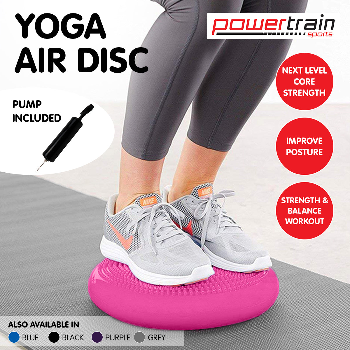 Exercise Bikes: Powertrain Yoga Stability Disc Home Gym Pilates Balance Trainer - Pink