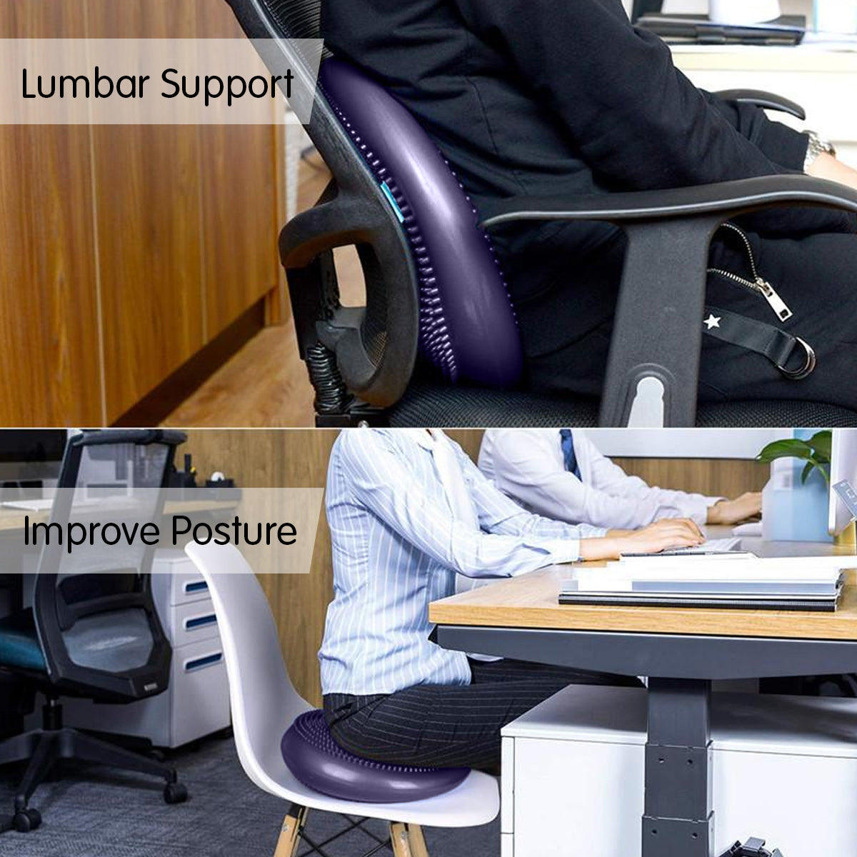 Massage Chairs: Powertrain Yoga Stability Disc w/ Pump Home Gym Pilate Balance Trainer - Purple