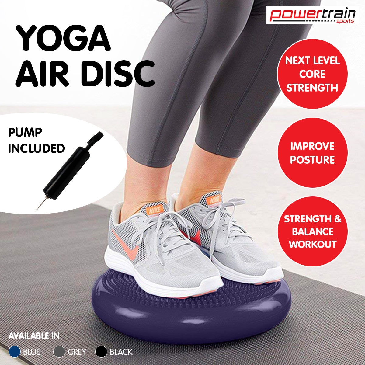 Massage Chairs: Powertrain Yoga Stability Disc w/ Pump Home Gym Pilate Balance Trainer - Purple