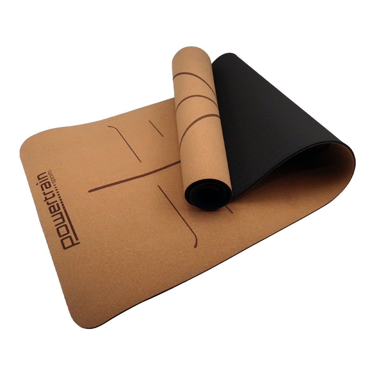 Yoga & Pilates: Powertrain Cork Yoga Mat with Carry Straps Home Gym Pilates - Body Line