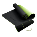 Gymnastics: Powertrain TPE Yoga Exercise Mat Home Gym Pilates Fitness 8mm Thick in Black/Green