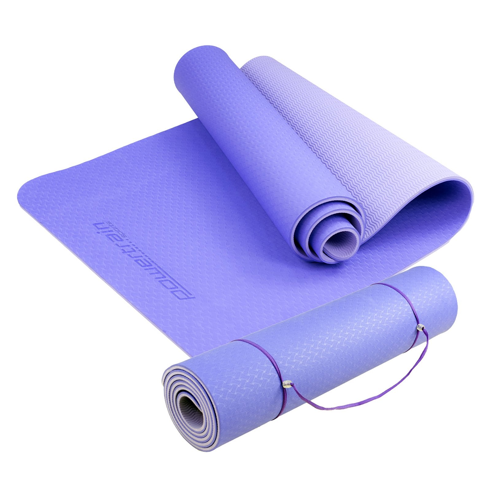 Gymnastics: Powertrain TPE Yoga Exercise Mat Home Gym Pilates Fitness 8mm Thick in Light Purple