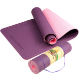 Yoga & Pilates: Powertrain TPE Yoga Exercise Mat Home Gym Pilates Fitness 8mm Thick in Dark Purple
