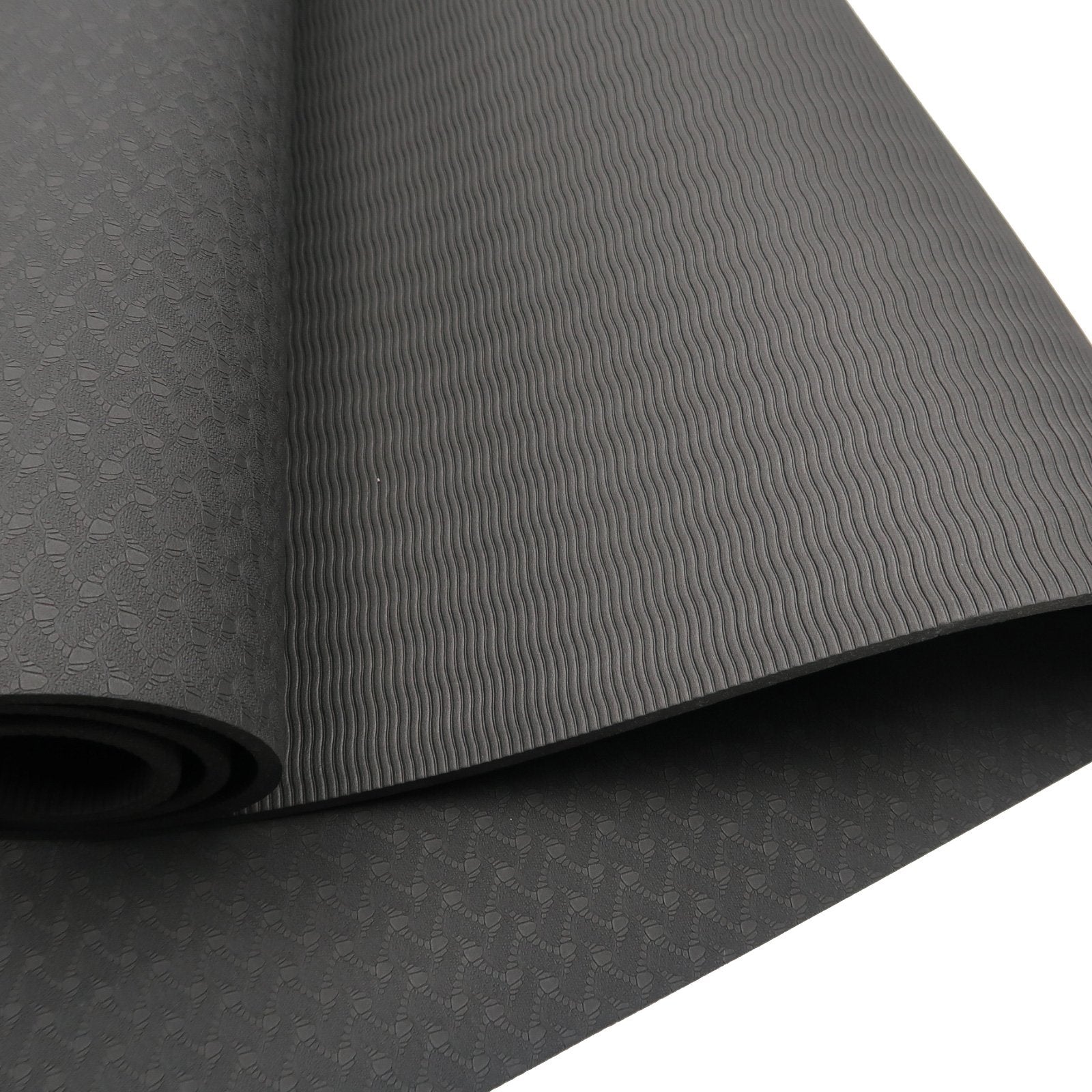 Yoga & Pilates: Powertrain Eco-friendly Dual Layer 6mm Yoga Mat | Midnight | Non-slip Surface And Carry Strap For Ultimate Comfort And Portability