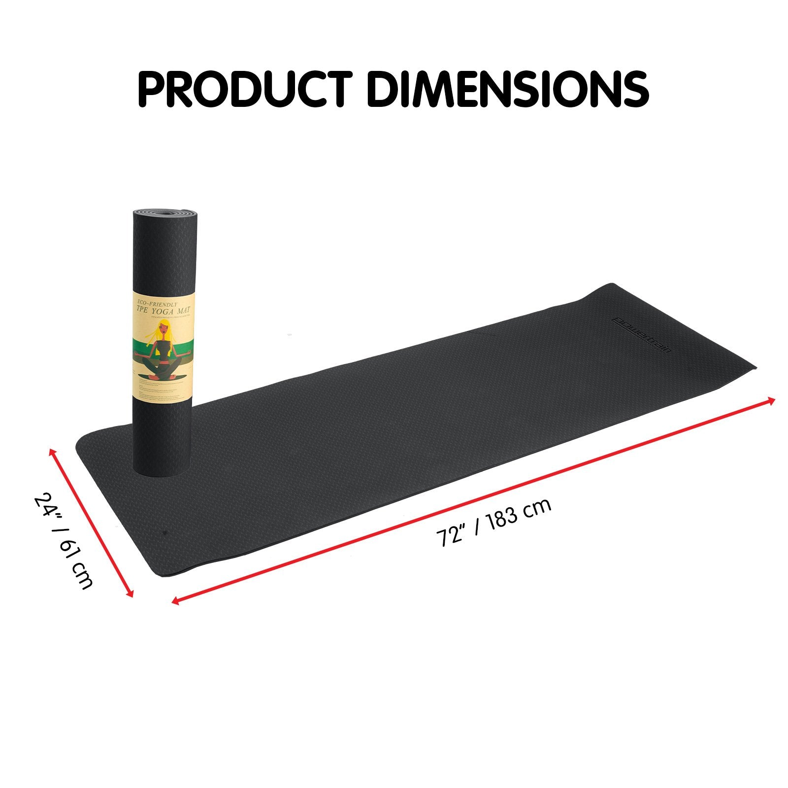 Yoga & Pilates: Powertrain Eco-friendly Dual Layer 6mm Yoga Mat | Midnight | Non-slip Surface And Carry Strap For Ultimate Comfort And Portability