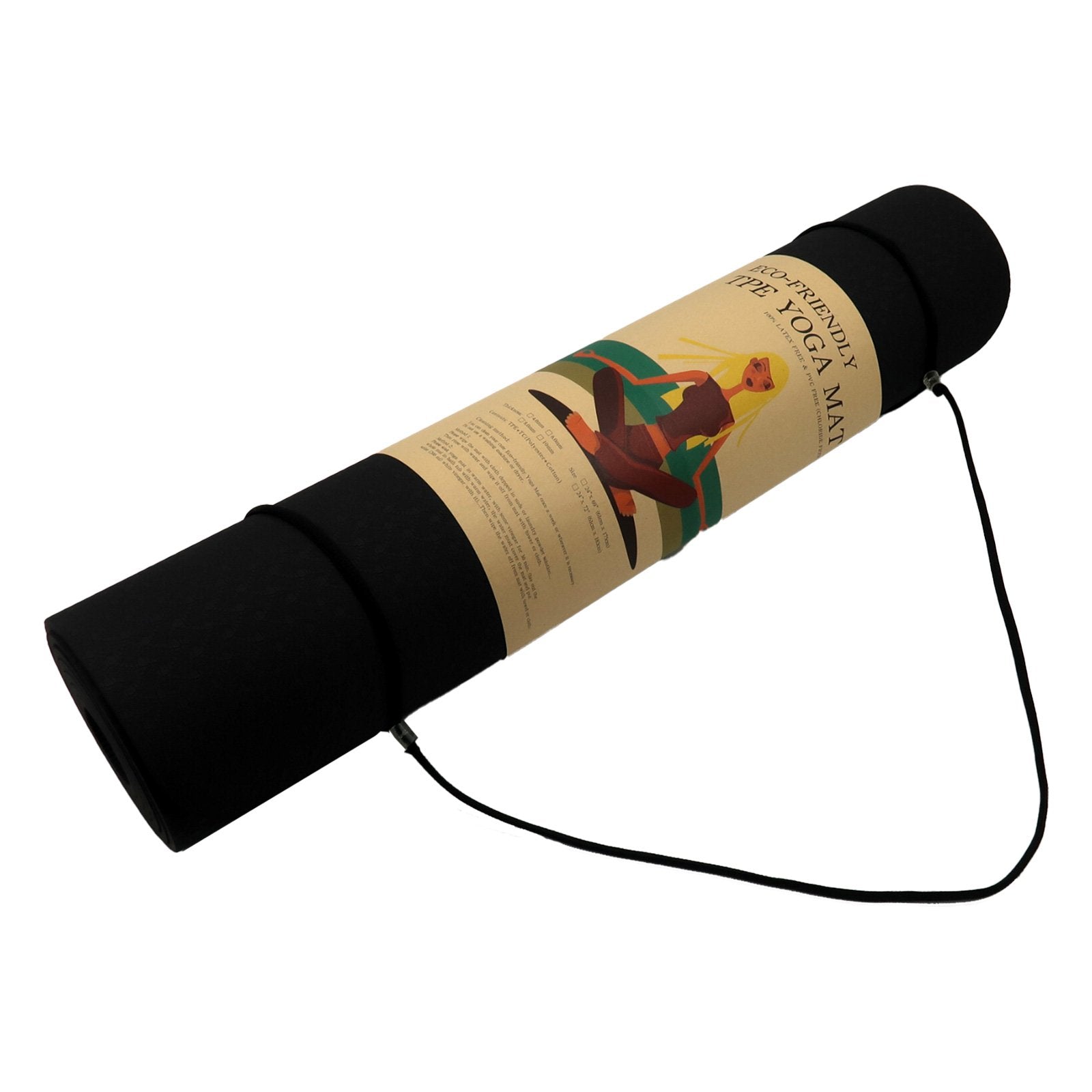 Yoga & Pilates: Powertrain Eco-friendly Dual Layer 6mm Yoga Mat | Midnight | Non-slip Surface And Carry Strap For Ultimate Comfort And Portability