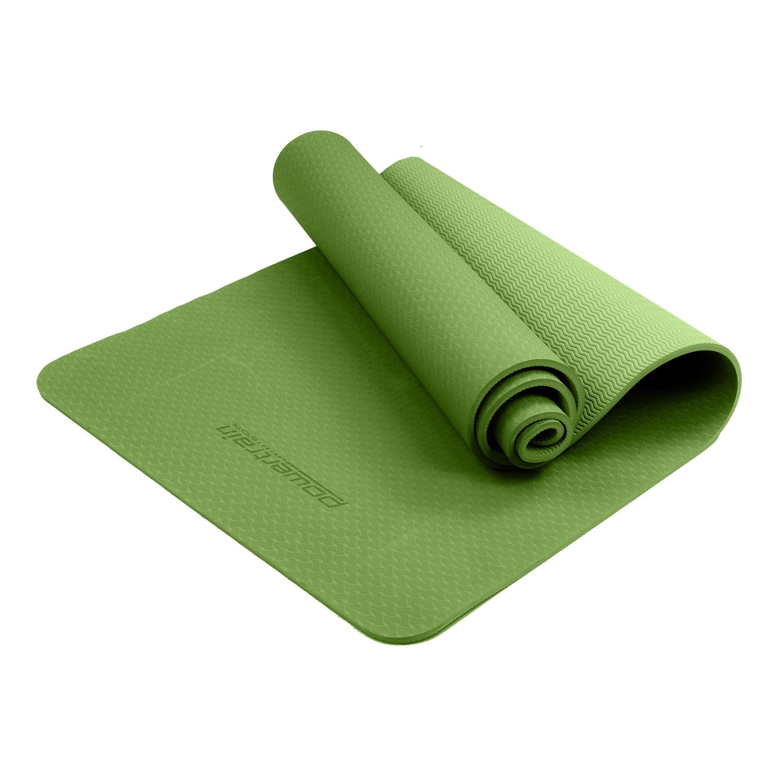 Yoga & Pilates: Powertrain Dual Layer 6mm Yoga Mat | Olive | Non-slip Surface And Carry Strap For Ultimate Comfort And Portability