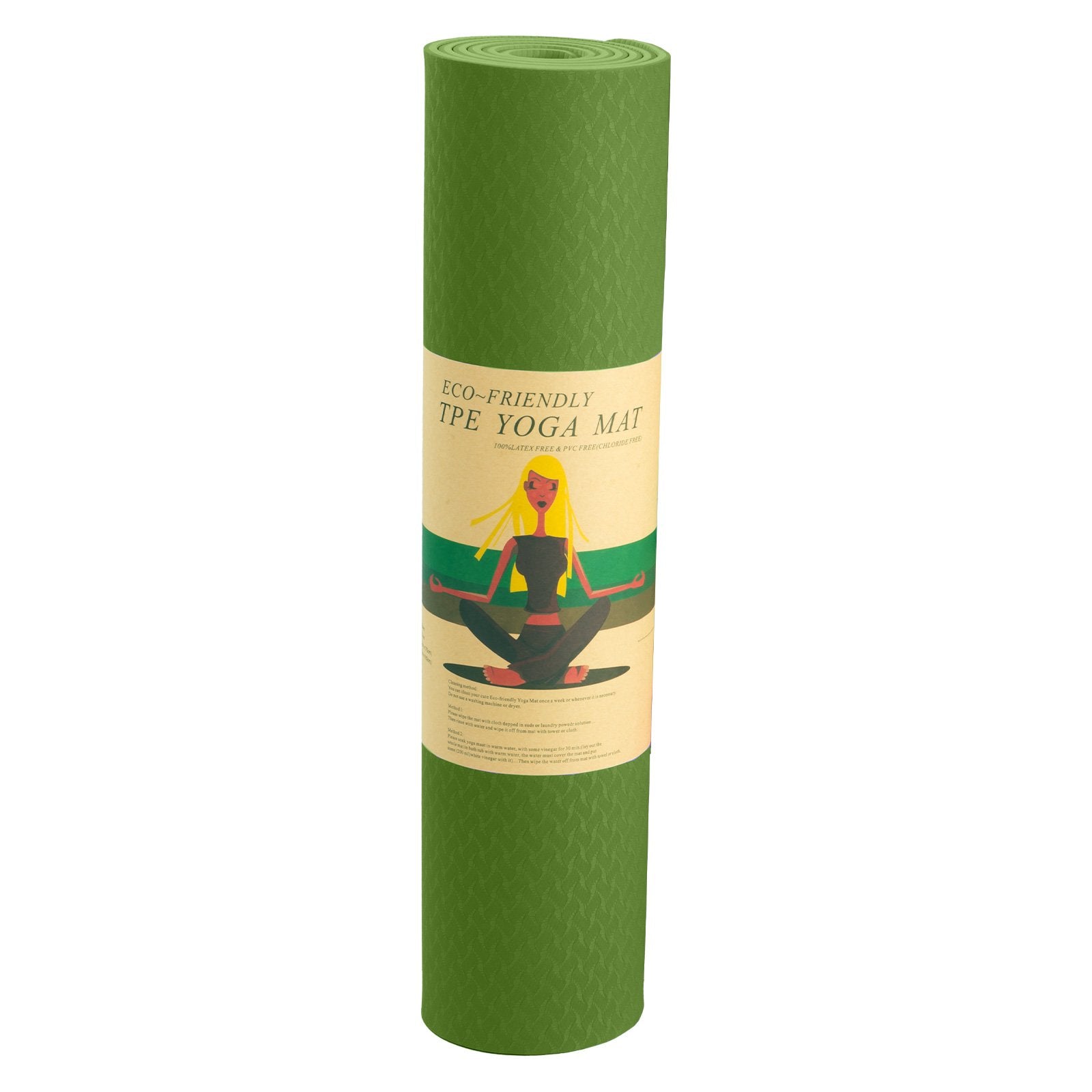 Yoga & Pilates: Powertrain Dual Layer 6mm Yoga Mat | Olive | Non-slip Surface And Carry Strap For Ultimate Comfort And Portability