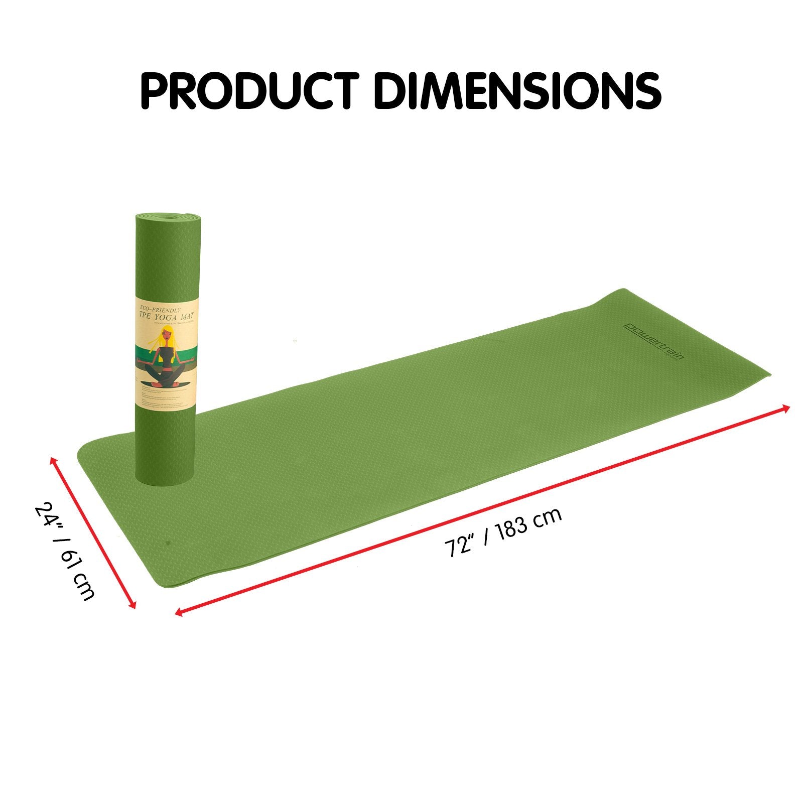 Yoga & Pilates: Powertrain Dual Layer 6mm Yoga Mat | Olive | Non-slip Surface And Carry Strap For Ultimate Comfort And Portability