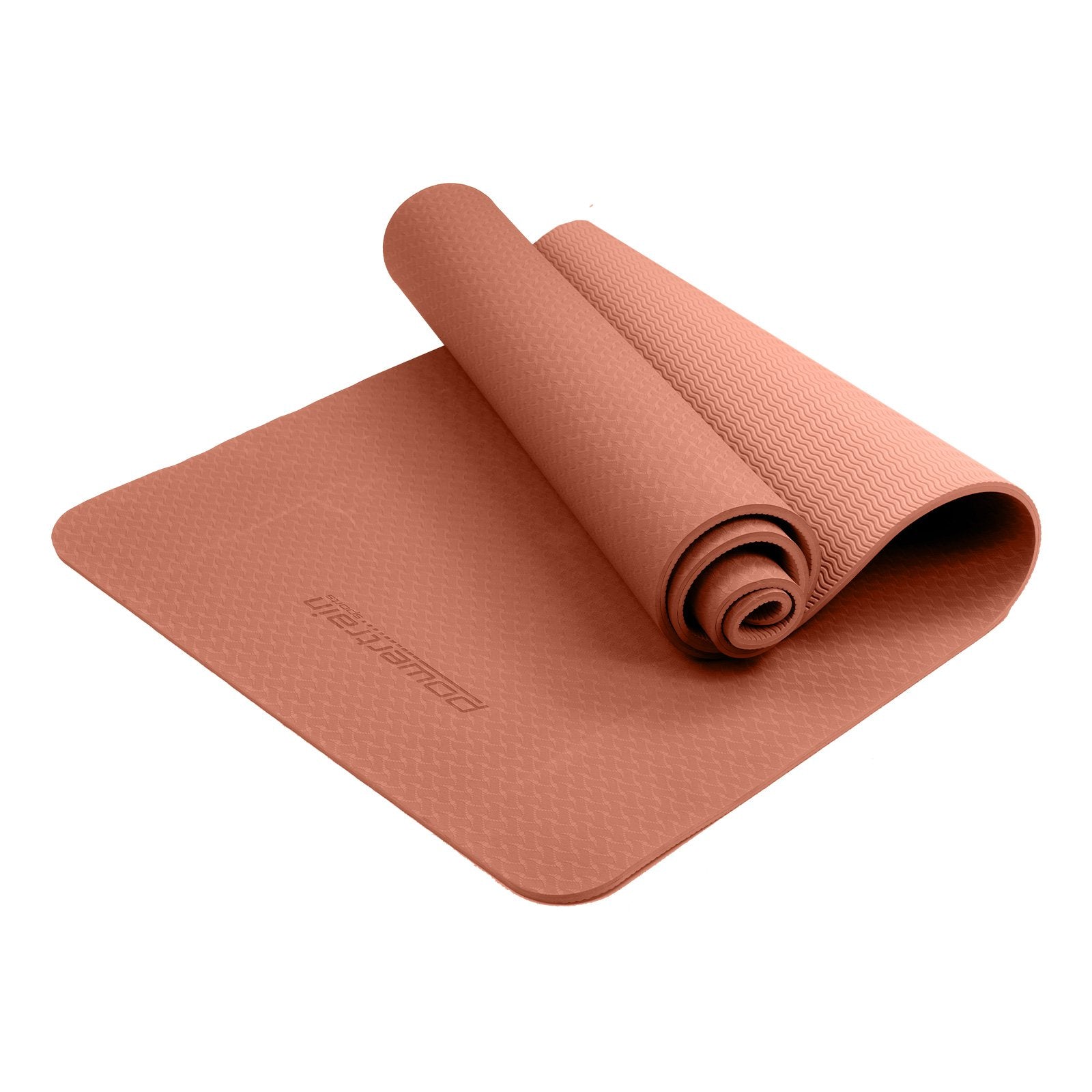Powertrain Dual Layer 6mm Yoga Mat | Peach | Non-slip Surface And Carry Strap For Ultimate Comfort And Portability