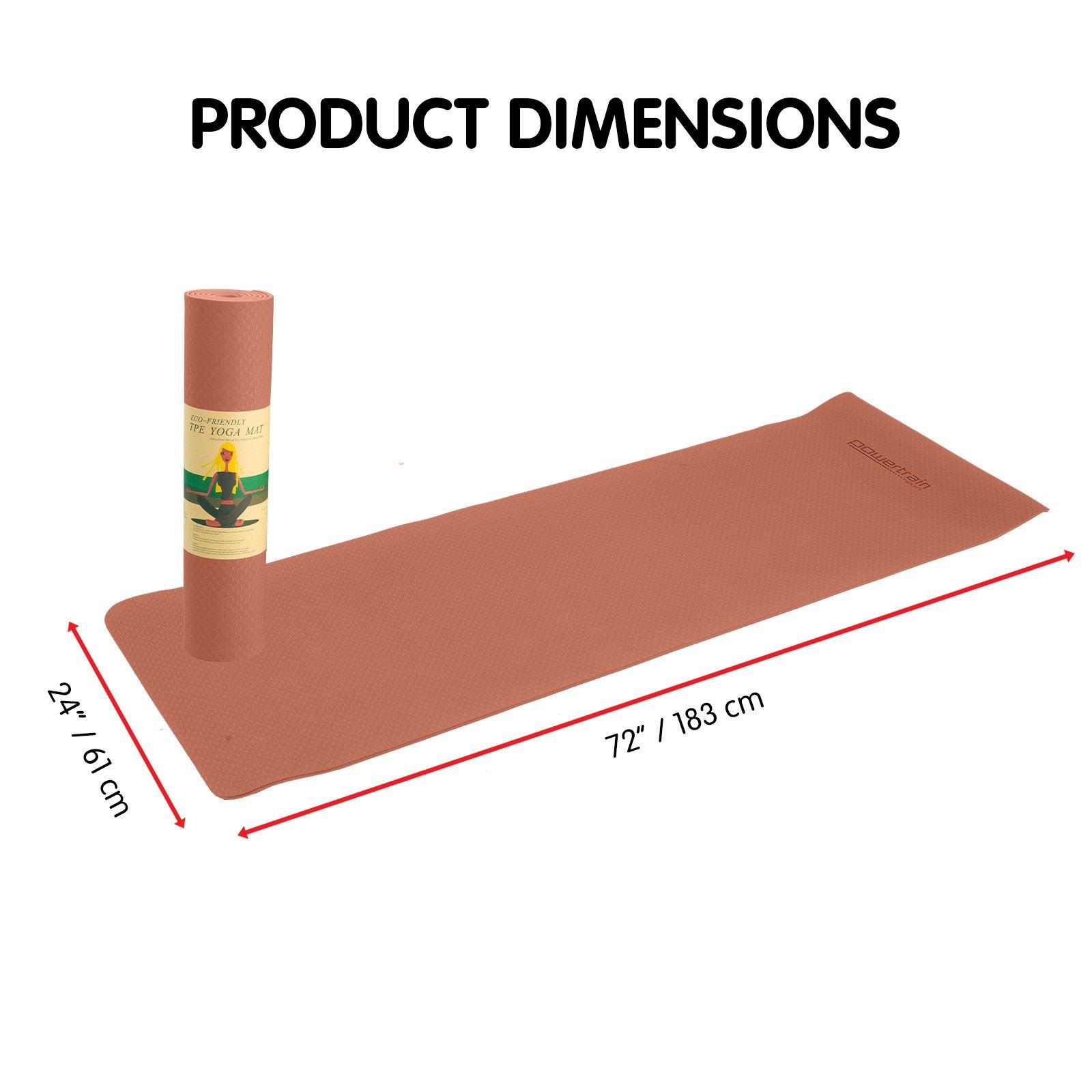 Powertrain Dual Layer 6mm Yoga Mat | Peach | Non-slip Surface And Carry Strap For Ultimate Comfort And Portability
