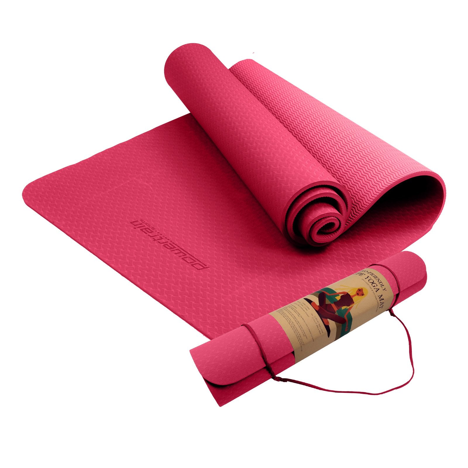 Powertrain Dual Layer 6mm Yoga Mat | Pink | Non-slip Surface And Carry Strap For Ultimate Comfort And Portability