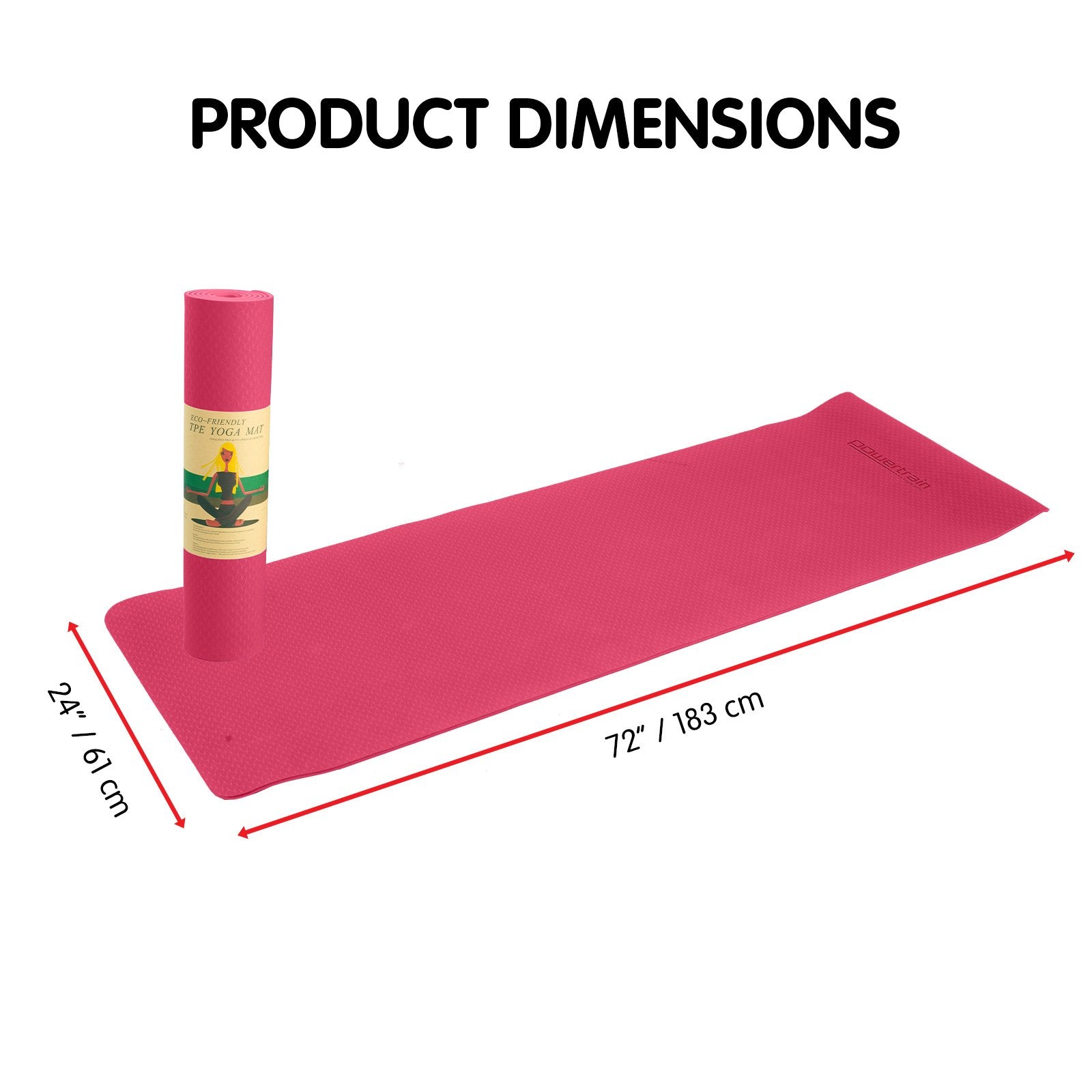 Powertrain Dual Layer 6mm Yoga Mat | Pink | Non-slip Surface And Carry Strap For Ultimate Comfort And Portability