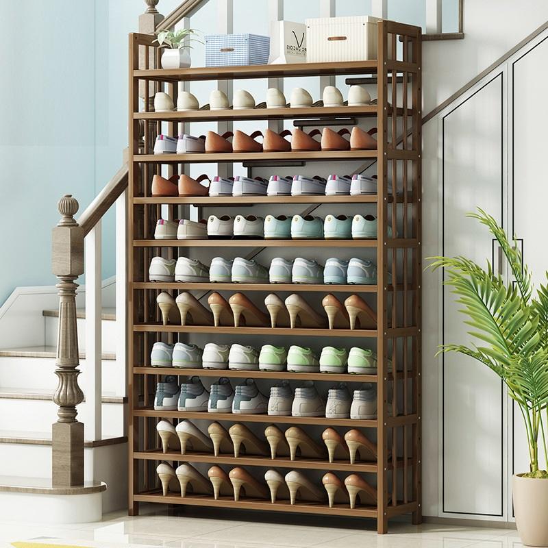 Shoe Storage: 6 Tier Tower Bamboo Wooden Shoe Rack Corner Shelf Stand Storage Organizer