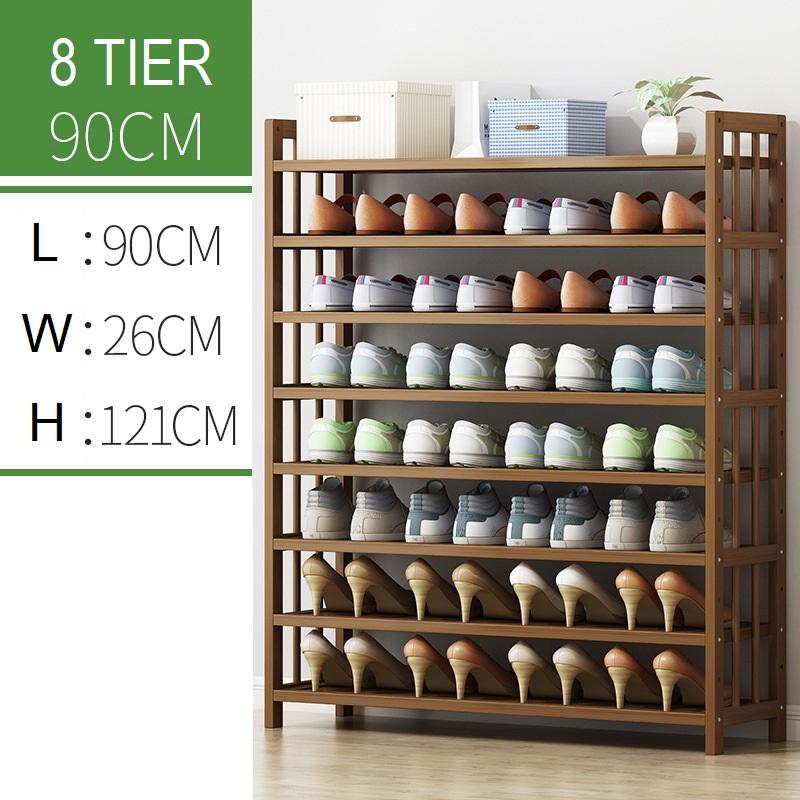 Shoe Storage: 8 Tier Tower Bamboo Wooden Shoe Rack Corner Shelf Stand Storage Organizer