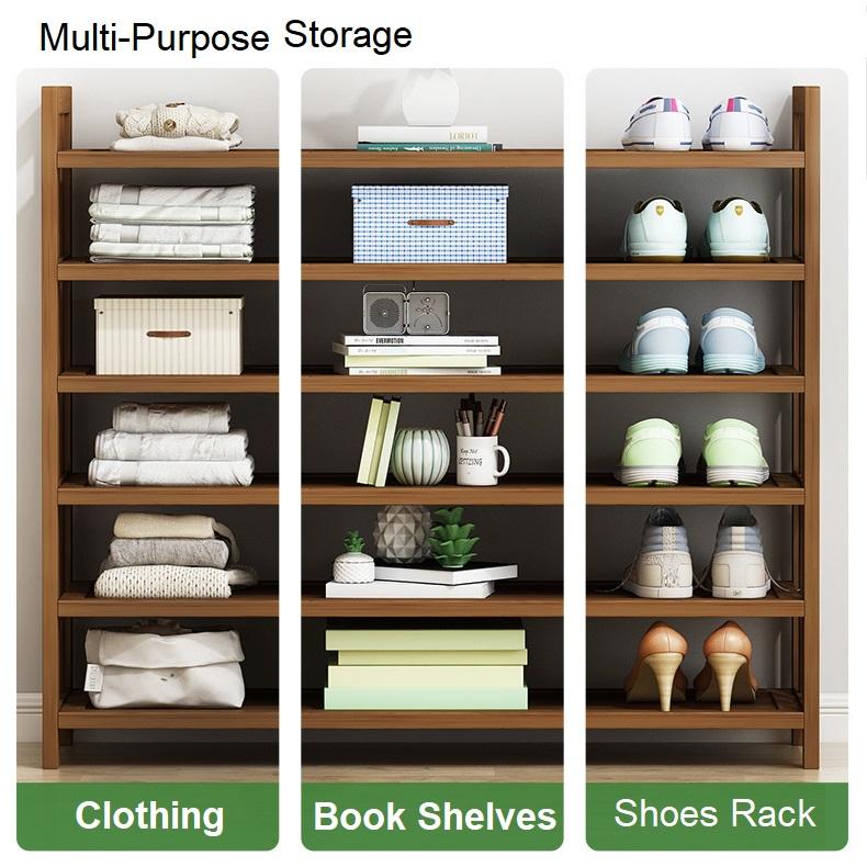 Shoe Storage: 8 Tier Tower Bamboo Wooden Shoe Rack Corner Shelf Stand Storage Organizer