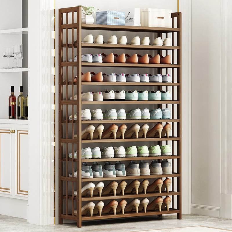 Shoe Storage: 10 Tier Tower Bamboo Wooden Shoe Rack Corner Shelf Stand Storage Organizer