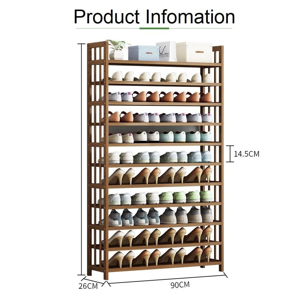 Shoe Storage: 11 Tier Tower Bamboo Wooden Shoe Rack Corner Shelf Stand Storage Organizer